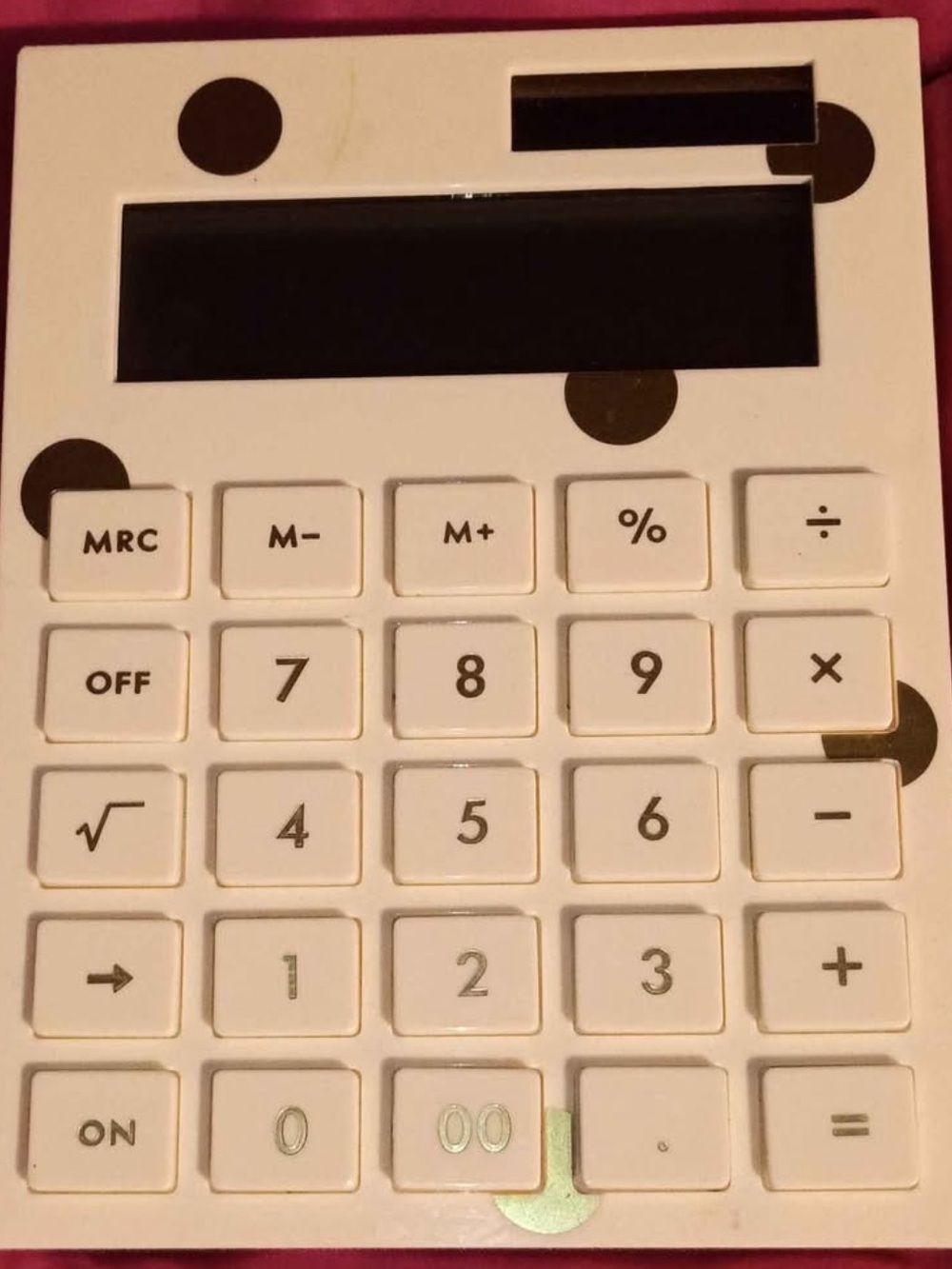 Kate Spade White Polka Dot Desk Calculator - Gold Accent